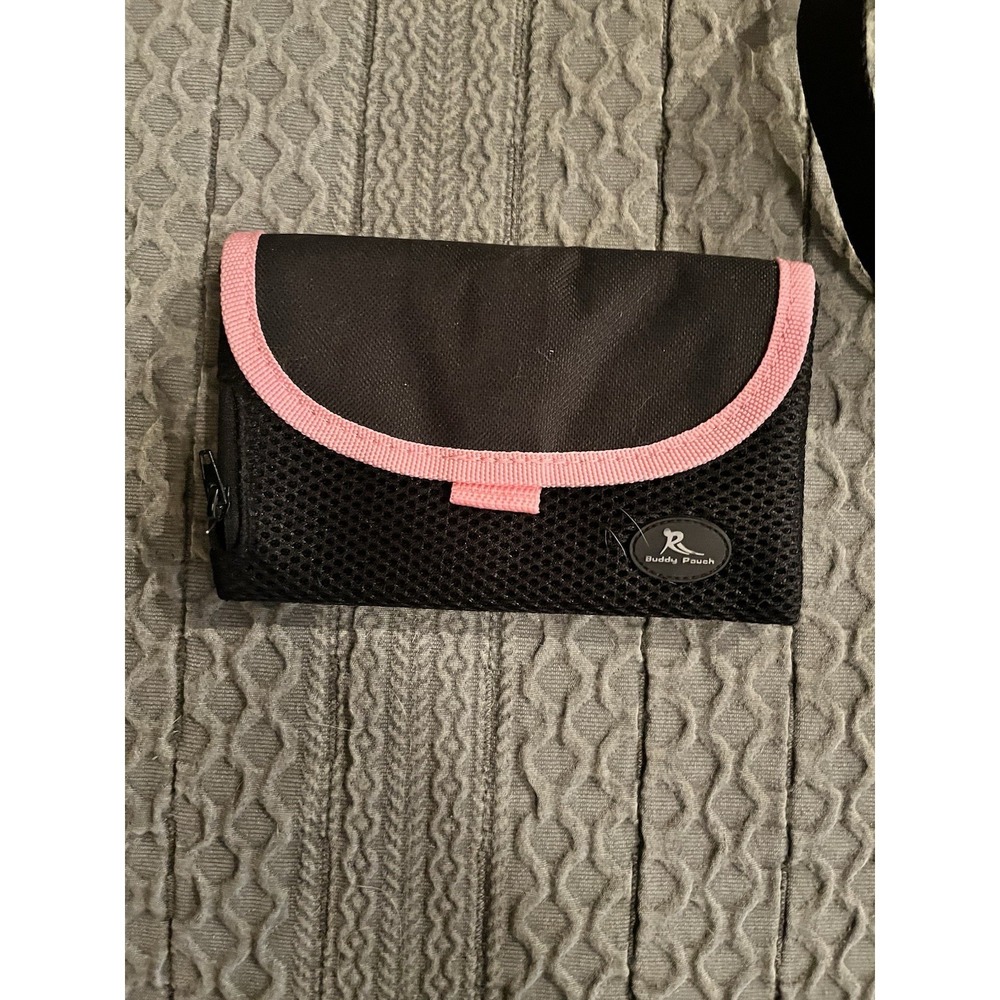 Buddy Pouch Magnetic Waist Wallet Black Pink Nylon Running Beltless Gym